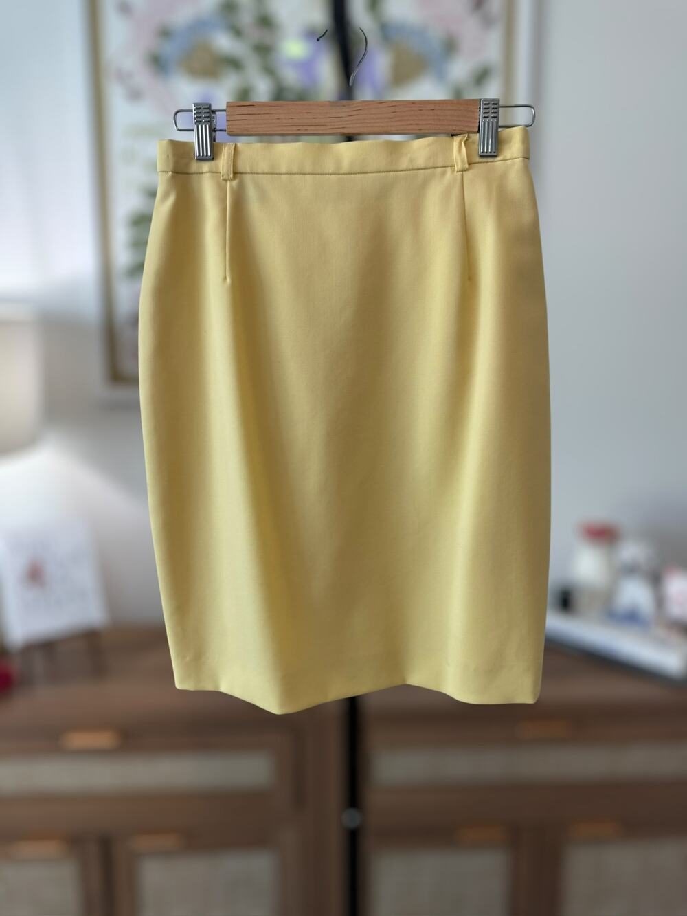 Vintage Escada by Margaretha Ley 100% New Wool Pencil Skirt Yellow Womens 36/S